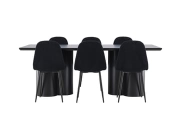 Spisegruppe Venture Home Olivia spisegruppe 210 cm rektangulær med 6 Polar-stoler Svart/Svart/Svart - Møbler - Bord - Spisegruppe