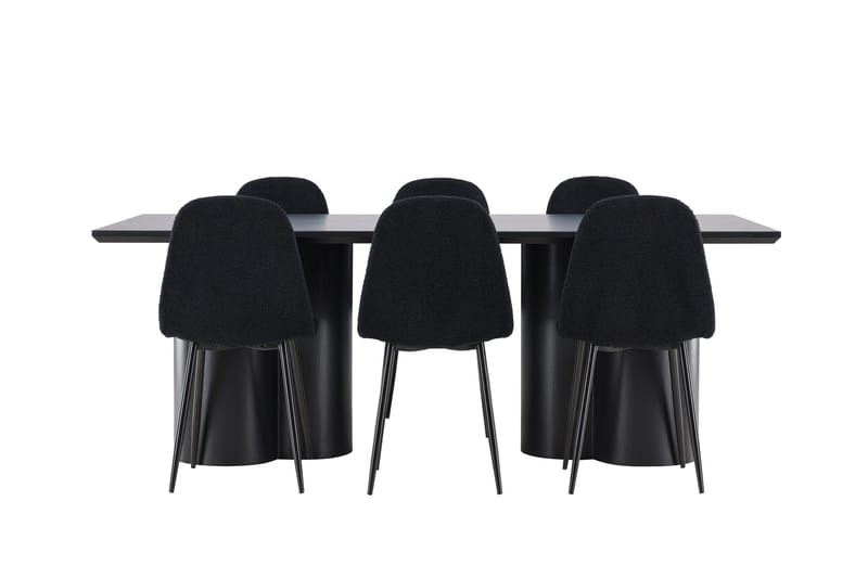 Spisegruppe Venture Home Olivia spisegruppe 210 cm rektangulær med 6 Polar-stoler Svart/Svart/Svart - Møbler - Bord - Spisegruppe