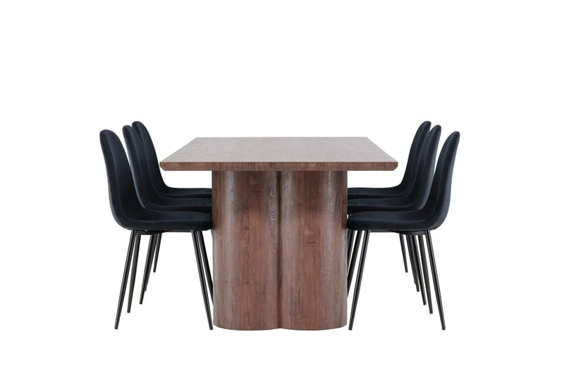 Spisegruppe Venture Home Olivia spisegruppe 210 cm rektangulær med 6 Polar-stoler Mocca/Svart/Svart - Møbler - Bord - Spisegruppe