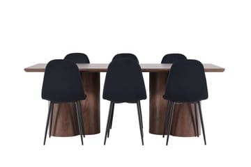 Spisegruppe Venture Home Olivia spisegruppe 210 cm rektangulær med 6 Polar-stoler Mocca/Svart/Svart - Møbler - Bord - Spisegruppe