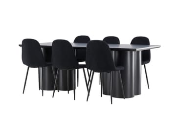 Spisegruppe Venture Home Olivia spisegruppe 210 cm rektangulær med 6 Polar-stoler Svart/Svart/Svart - Møbler - Bord - Spisegruppe