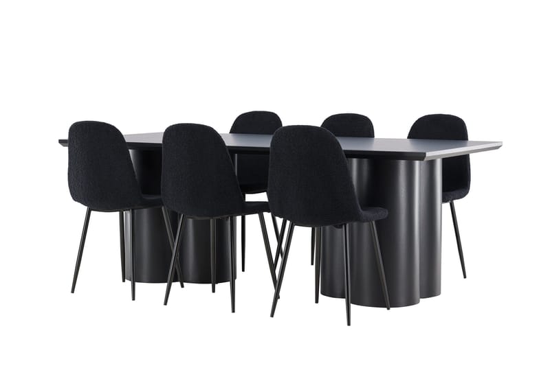 Spisegruppe Venture Home Olivia spisegruppe 210 cm rektangulær med 6 Polar-stoler Svart/Svart/Svart - Møbler - Bord - Spisegruppe