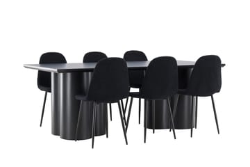 Spisegruppe Venture Home Olivia spisegruppe 210 cm rektangulær med 6 Polar-stoler Svart/Svart/Svart - Møbler - Bord - Spisegruppe