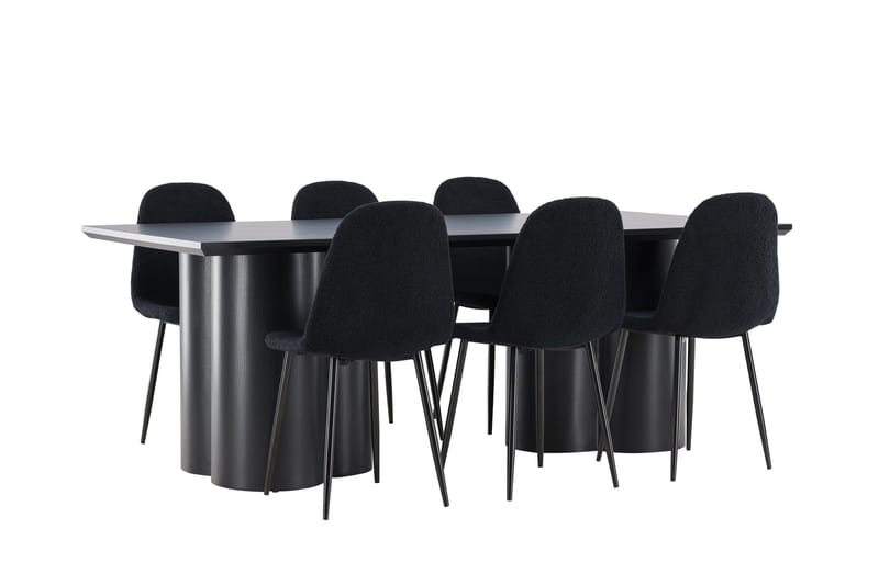 Spisegruppe Venture Home Olivia spisegruppe 210 cm rektangulær med 6 Polar-stoler Svart/Svart/Svart - Møbler - Bord - Spisegruppe