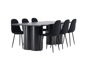 Spisegruppe Venture Home Olivia spisegruppe 210 cm rektangulær med 6 Polar-stoler Svart/Svart/Svart - Møbler - Bord - Spisegruppe