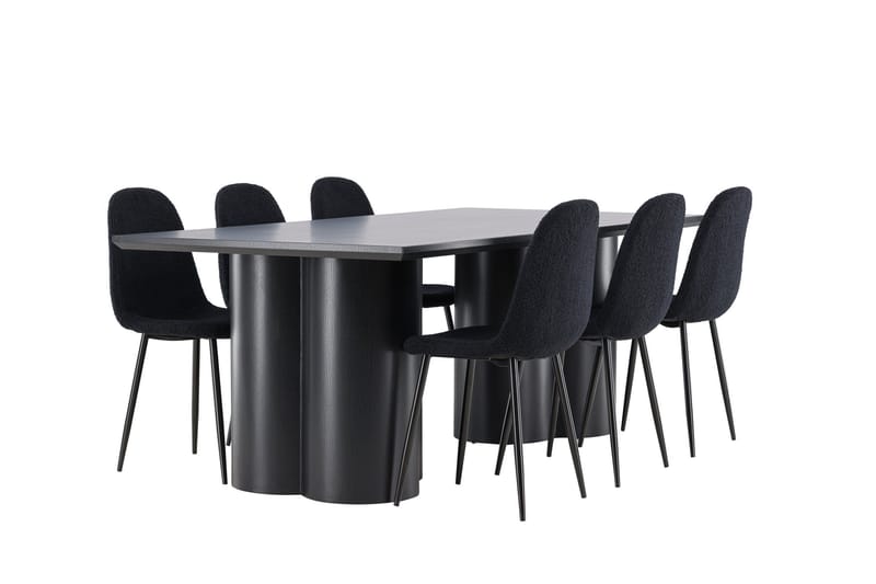 Spisegruppe Venture Home Olivia spisegruppe 210 cm rektangulær med 6 Polar-stoler Svart/Svart/Svart - Møbler - Bord - Spisegruppe