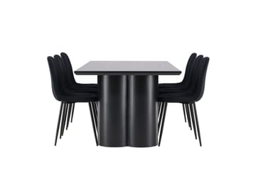 Spisegruppe Venture Home Olivia spisegruppe 210 cm rektangulær med 6 Polar-stoler Svart/Svart/Svart - Møbler - Bord - Spisegruppe