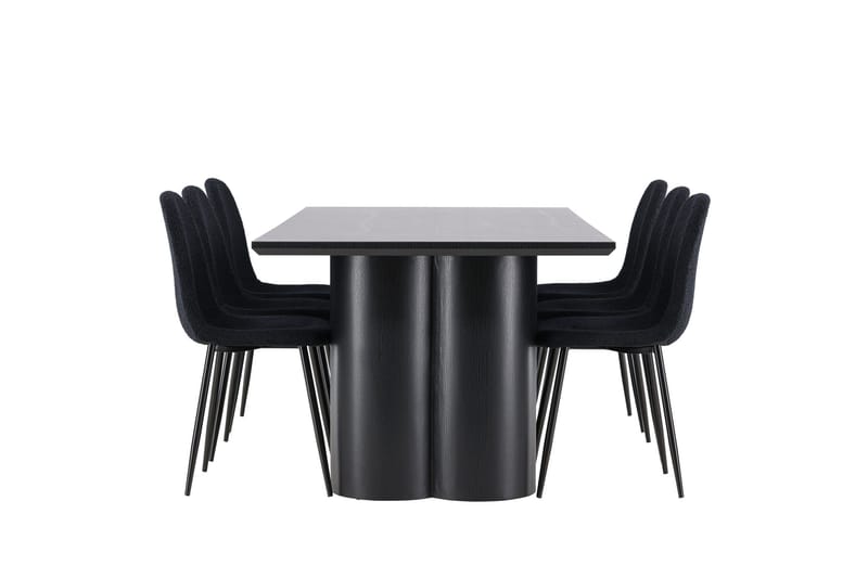Spisegruppe Venture Home Olivia spisegruppe 210 cm rektangulær med 6 Polar-stoler Svart/Svart/Svart - Møbler - Bord - Spisegruppe