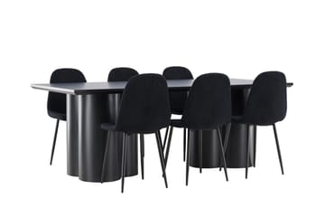 Spisegruppe Venture Home Olivia spisegruppe 210 cm rektangulær med 6 Polar-stoler Svart/Svart/Svart - Møbler - Bord - Spisegruppe