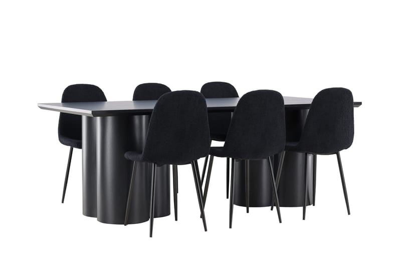 Spisegruppe Venture Home Olivia spisegruppe 210 cm rektangulær med 6 Polar-stoler Svart/Svart/Svart - Møbler - Bord - Spisegruppe