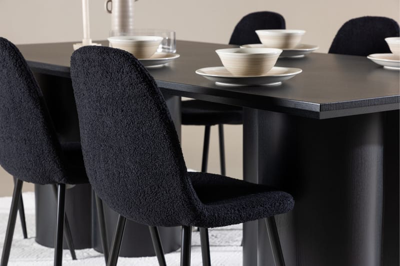 Spisegruppe Venture Home Olivia spisegruppe 210 cm rektangulær med 6 Polar-stoler Svart/Svart/Svart - Møbler - Bord - Spisegruppe