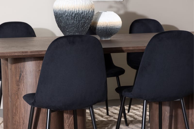 Spisegruppe Venture Home Olivia spisegruppe 210 cm rektangulær med 6 Polar-stoler Mocca/Svart/Svart - Møbler - Bord - Spisegruppe