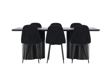 Spisegruppe Venture Home Olivia spisegruppe 210 cm rektangulær med 6 Polar-stoler Svart/Svart/Svart - Møbler - Bord - Spisegruppe