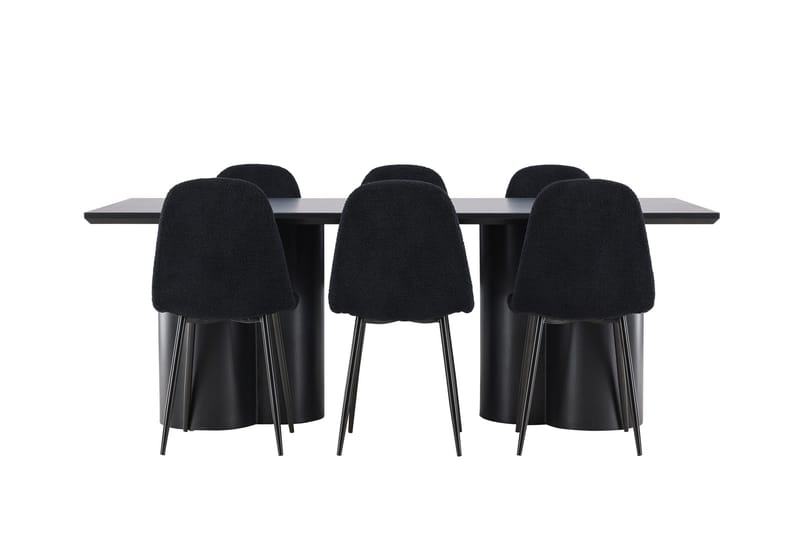 Spisegruppe Venture Home Olivia spisegruppe 210 cm rektangulær med 6 Polar-stoler Svart/Svart/Svart - Møbler - Bord - Spisegruppe