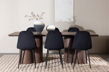 Spisegruppe Venture Home Olivia spisegruppe 210 cm rektangulær med 6 Polar-stoler Mocca/Svart/Svart - Møbler - Bord - Spisegruppe