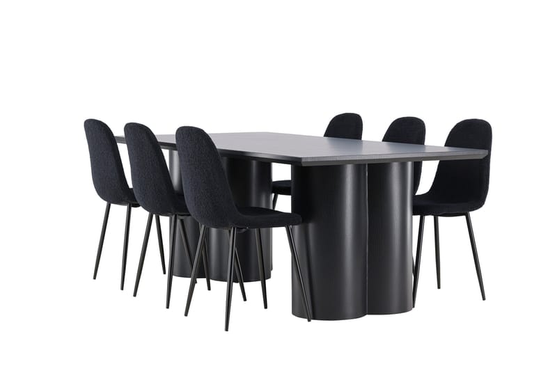 Spisegruppe Venture Home Olivia spisegruppe 210 cm rektangulær med 6 Polar-stoler Svart/Svart/Svart - Møbler - Bord - Spisegruppe