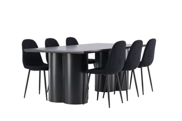Spisegruppe Venture Home Olivia spisegruppe 210 cm rektangulær med 6 Polar-stoler Svart/Svart/Svart - Møbler - Bord - Spisegruppe