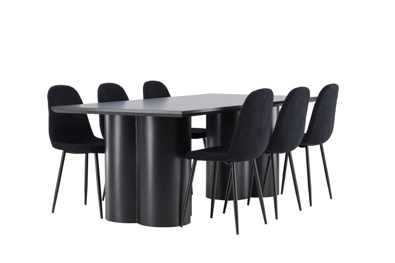 Spisegruppe Venture Home Olivia spisegruppe 210 cm rektangulær med 6 Polar-stoler Svart/Svart/Svart - Møbler - Bord - Spisegruppe