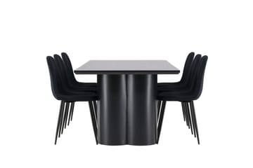 Spisegruppe Venture Home Olivia spisegruppe 210 cm rektangulær med 6 Polar-stoler Svart/Svart/Svart - Møbler - Bord - Spisegruppe