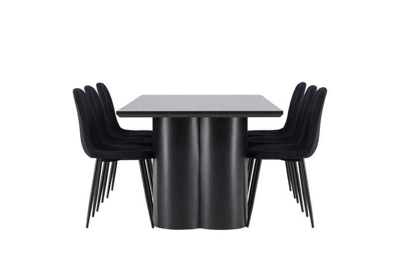 Spisegruppe Venture Home Olivia spisegruppe 210 cm rektangulær med 6 Polar-stoler Svart/Svart/Svart - Møbler - Bord - Spisegruppe