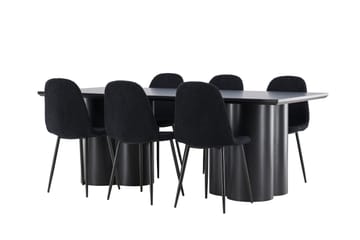 Spisegruppe Venture Home Olivia spisegruppe 210 cm rektangulær med 6 Polar-stoler Svart/Svart/Svart - Møbler - Bord - Spisegruppe