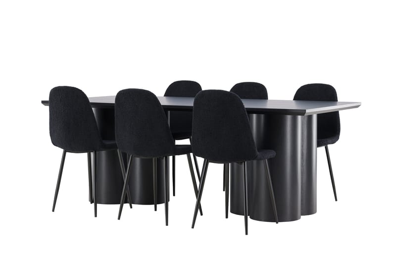 Spisegruppe Venture Home Olivia spisegruppe 210 cm rektangulær med 6 Polar-stoler Svart/Svart/Svart - Møbler - Bord - Spisegruppe