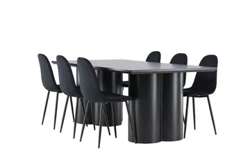 Spisegruppe Venture Home Olivia spisegruppe 210 cm rektangulær med 6 Polar-stoler Svart/Svart/Svart2