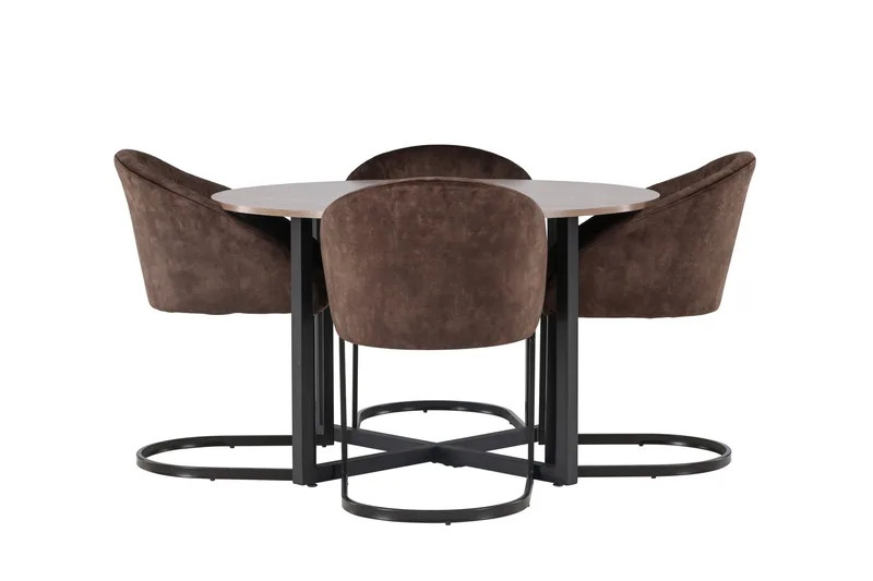Spisegruppe Venture Home Silar spisegruppe 120 cm rund med 4 Evening-stoler Valnøtt