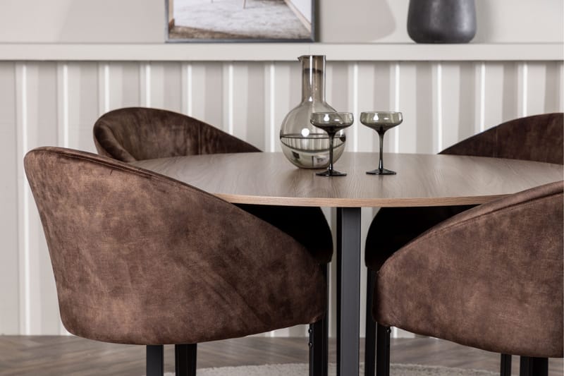Spisegruppe Venture Home Silar spisegruppe 120 cm rund med 4 Evening-stoler Valnøtt - Møbler - Bord - Spisegruppe