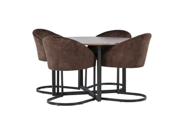 Spisegruppe Venture Home Silar spisegruppe 120 cm rund med 4 Evening-stoler Valnøtt - Møbler - Bord - Spisegruppe