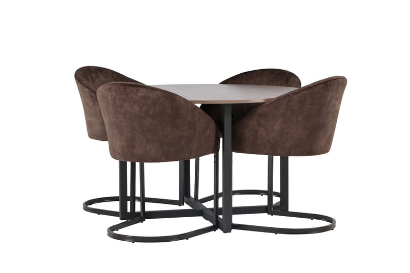 Spisegruppe Venture Home Silar spisegruppe 120 cm rund med 4 Evening-stoler Valnøtt - Møbler - Bord - Spisegruppe