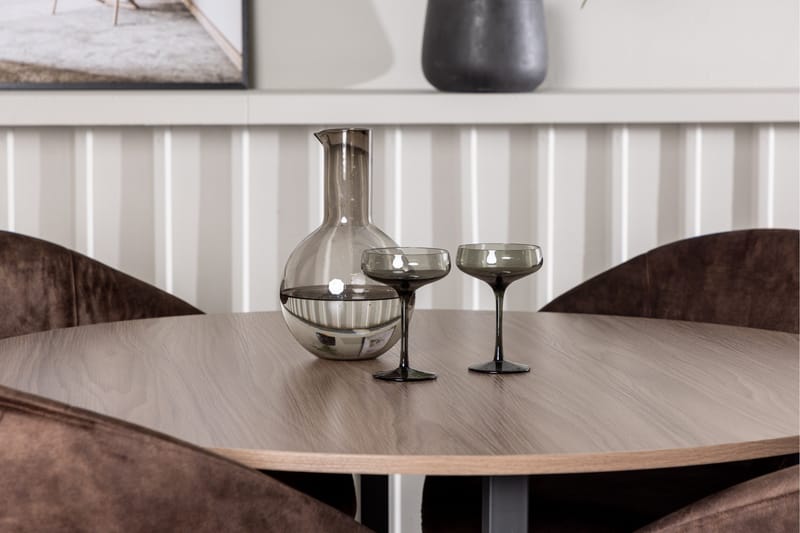 Spisegruppe Venture Home Silar spisegruppe 120 cm rund med 4 Evening-stoler Valnøtt - Møbler - Bord - Spisegruppe
