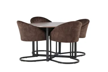 Spisegruppe Venture Home Silar spisegruppe 120 cm rund med 4 Evening-stoler Valnøtt - Møbler - Bord - Spisegruppe