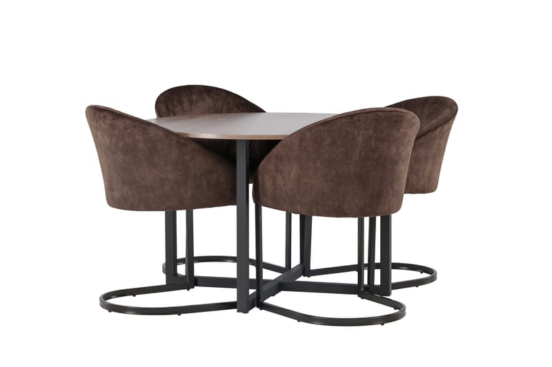 Spisegruppe Venture Home Silar spisegruppe 120 cm rund med 4 Evening-stoler Valnøtt - Møbler - Bord - Spisegruppe