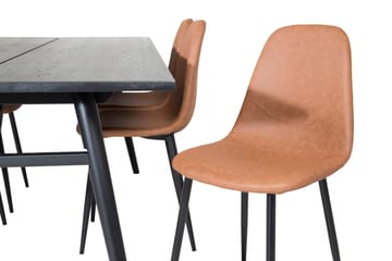Spisegruppe Venture Home Sleek spisegruppe uttrekkbar 195 cm rektangulær med 6 Polar-stoler Svart/Brun - Møbler - Bord - Spisegruppe