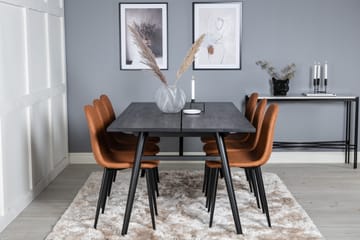 Spisegruppe Venture Home Sleek spisegruppe uttrekkbar 195 cm rektangulær med 6 Polar-stoler Svart/Brun - Møbler - Bord - Spisegruppe
