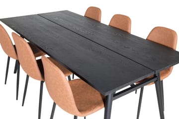 Spisegruppe Venture Home Sleek spisegruppe uttrekkbar 195 cm rektangulær med 6 Polar-stoler Svart/Brun - Møbler - Bord - Spisegruppe