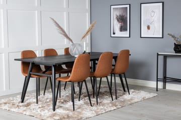 Spisegruppe Venture Home Sleek spisegruppe uttrekkbar 195 cm rektangulær med 6 Polar-stoler Svart/Brun - Møbler - Bord - Spisegruppe