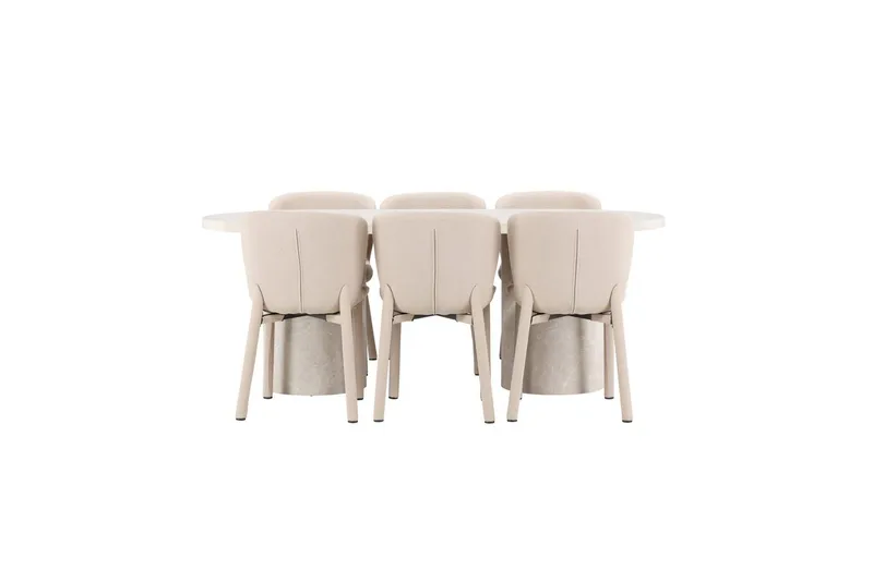 Spisegruppe Venture Home Spisegruppe Venture Home Narvik 100x200 cm beige med 6 stk Astoria-stoler beige Beige