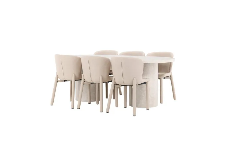 Spisegruppe Venture Home Spisegruppe Venture Home Narvik 100x200 cm beige med 6 stk Astoria-stoler beige Beige - Møbler - Bord - Spisegruppe