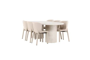 Spisegruppe Venture Home Spisegruppe Venture Home Narvik 100x200 cm beige med 6 stk Astoria-stoler beige Beige - Møbler - Bord - Spisegruppe