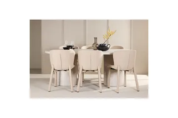 Spisegruppe Venture Home Spisegruppe Venture Home Narvik 100x200 cm beige med 6 stk Astoria-stoler beige Beige - Møbler - Bord - Spisegruppe
