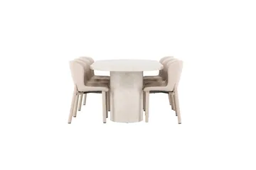 Spisegruppe Venture Home Spisegruppe Venture Home Narvik 100x200 cm beige med 6 stk Astoria-stoler beige Beige - Møbler - Bord - Spisegruppe