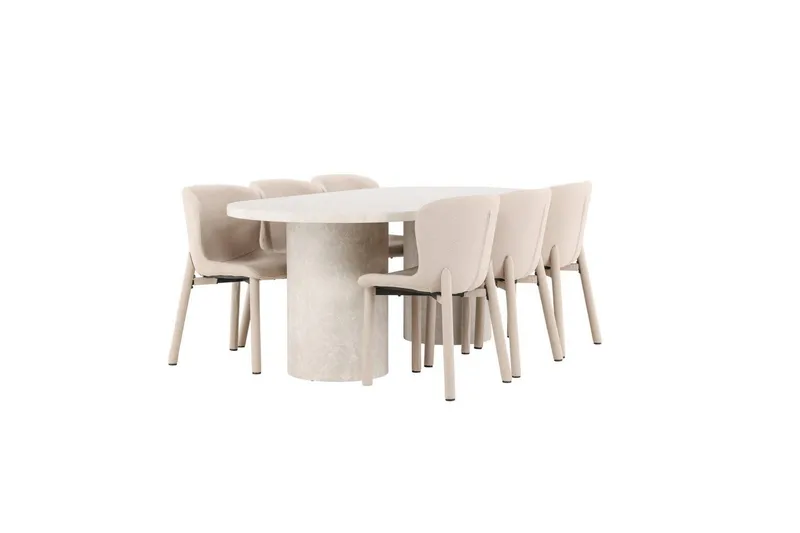 Spisegruppe Venture Home Spisegruppe Venture Home Narvik 100x200 cm beige med 6 stk Astoria-stoler beige Beige - Møbler - Bord - Spisegruppe