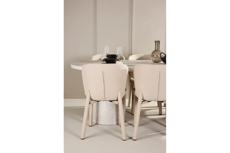 Spisegruppe Venture Home Spisegruppe Venture Home Narvik 100x200 cm beige med 6 stk Astoria-stoler beige Beige - Møbler - Bord - Spisegruppe