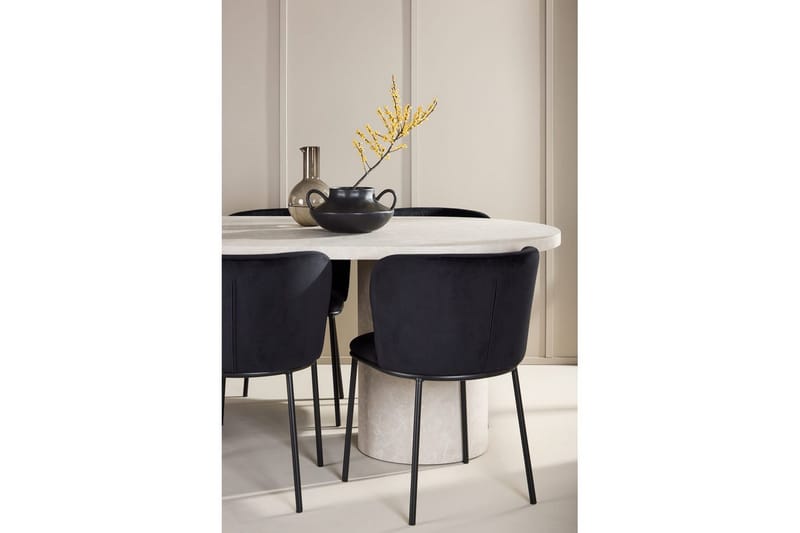 Spisegruppe Venture Home Spisegruppe Venture Home Narvik 100x200 cm beige med 6 stk Edina-stoler svart Beige - Møbler - Bord - Spisegruppe