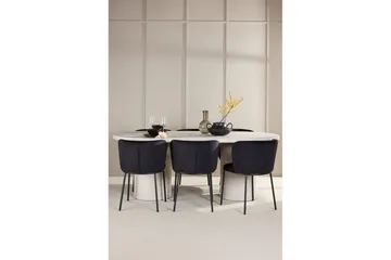 Spisegruppe Venture Home Spisegruppe Venture Home Narvik 100x200 cm beige med 6 stk Edina-stoler svart Beige - Møbler - Bord - Spisegruppe