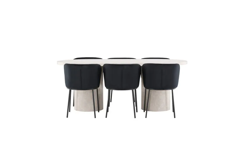 Spisegruppe Venture Home Spisegruppe Venture Home Narvik 100x200 cm beige med 6 stk Edina-stoler svart Beige