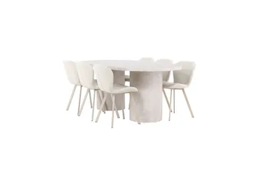 Spisegruppe Venture Home Spisegruppe Venture Home Narvik 100x200 cm beige med 6 stk. Lilja-stoler Beige - Møbler - Bord - Spisegruppe