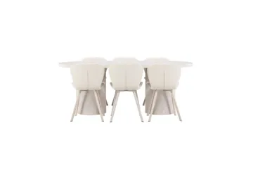 Spisegruppe Venture Home Spisegruppe Venture Home Narvik 100x200 cm beige med 6 stk. Lilja-stoler Beige - Møbler - Bord - Spisegruppe